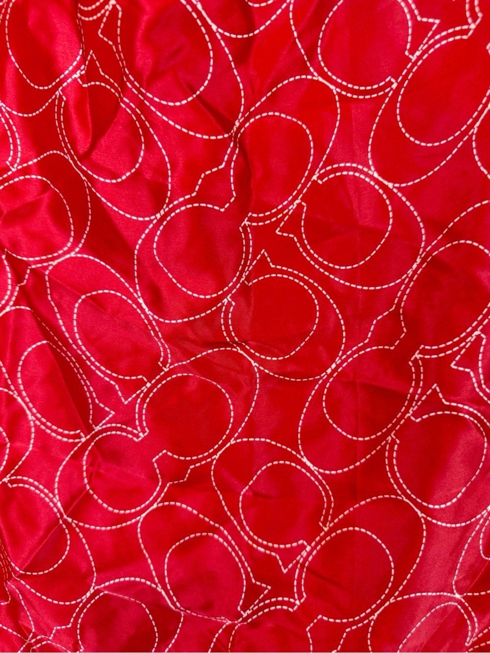 Coach | Red 100% Silk Square C Logo Scarf - Picture 8 of 8